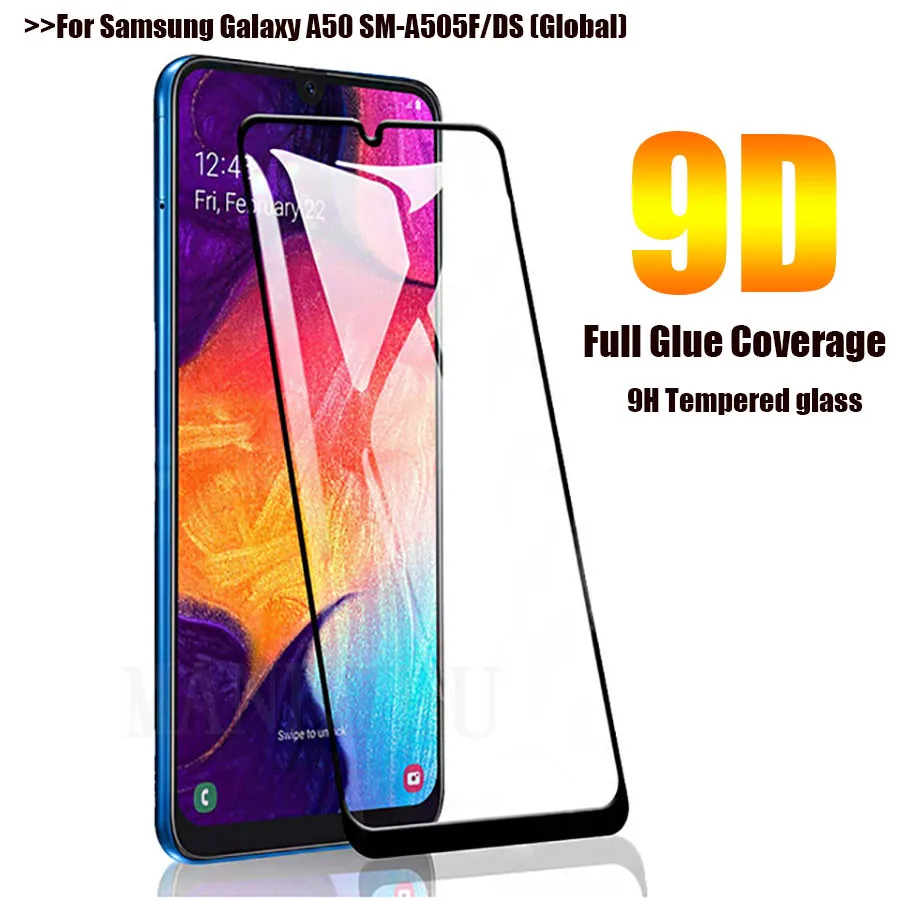 9D полный клей покрытие закаленное стекло для samsung Galaxy A50 Полный экран протектор A 50