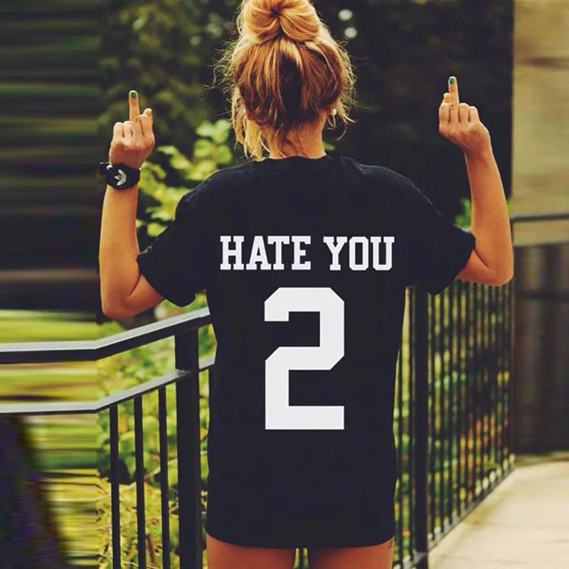 Женская футболка с надписью HATE YOU 2 размеры 4XL|Футболки| |