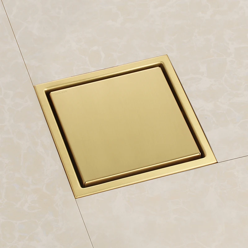 Новинка роскошный золотой слив 304 из твердой нержавеющей стали 150x150 мм квадратный
