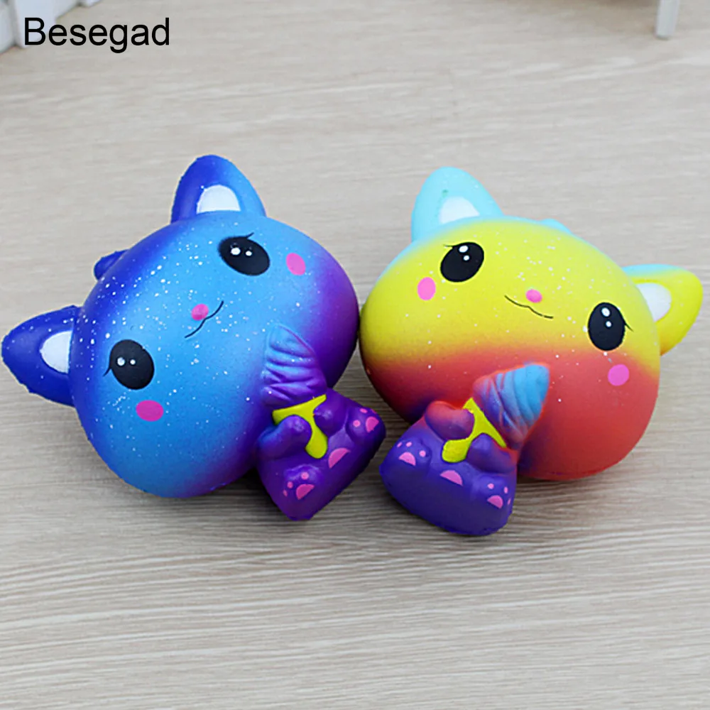 Besegad Jumbo Kawaii мягкие мультфильм игрушечный Кот медленно распрямляющийся мягкий