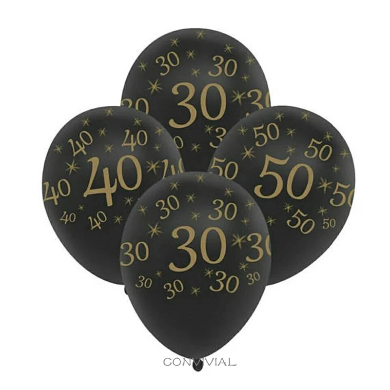 10 шт. 30th 40th возраст воздушных шаров из латекса 50th 60th черного и золотого цвета