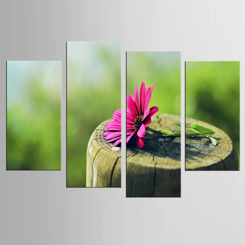

Spirit Up Art HD Art Print on Canvas Purple Bursting Chrysanthemum Buds set of 4 Modern Home Wall Painting Decor Art