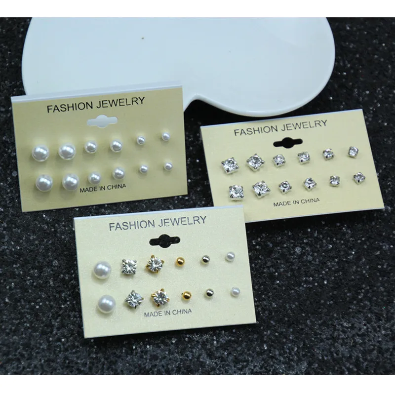 Модный Комплект сережек для женщин 6 пар/уп. аксессуары в стиле панк с кристаллами