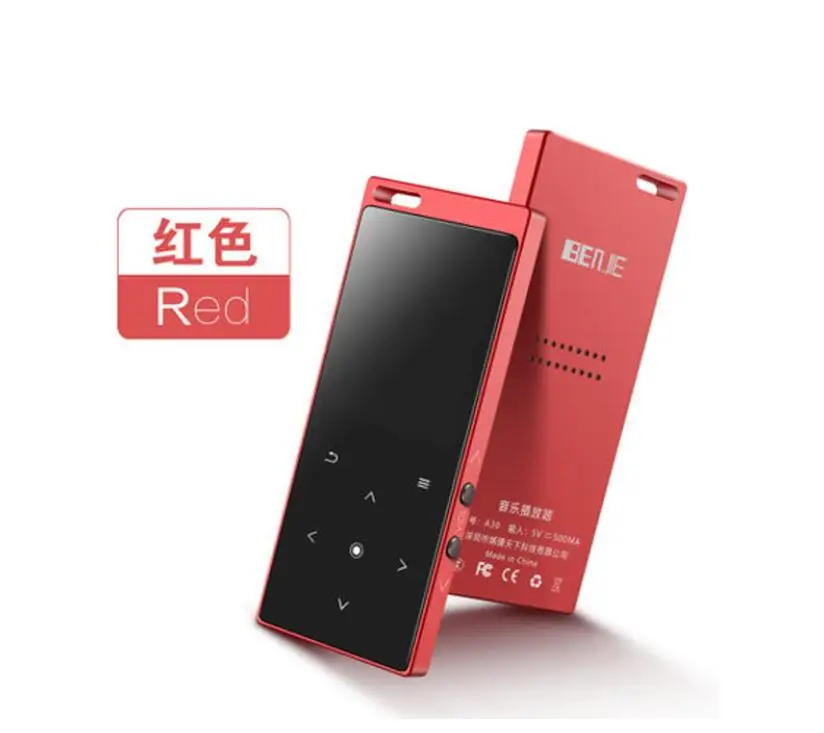 red BENJIE M3 Bluetooth музыкальный плеер сенсорный Hifi MP3 плеер металлический корпус динамик аудио плеер MP3 - Цвет: red