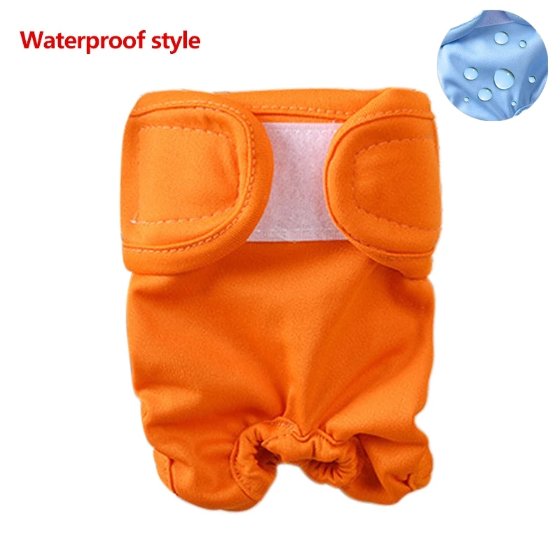Waterproof Orange Физиологические штаны для домашних животных для женщин, маленьких собак, щенков, моющиеся прочные подгузники для собак, нижнее белье, гигиенические короткие подгузники, нижнее белье для домашних животных - Цвет: Waterproof Orange