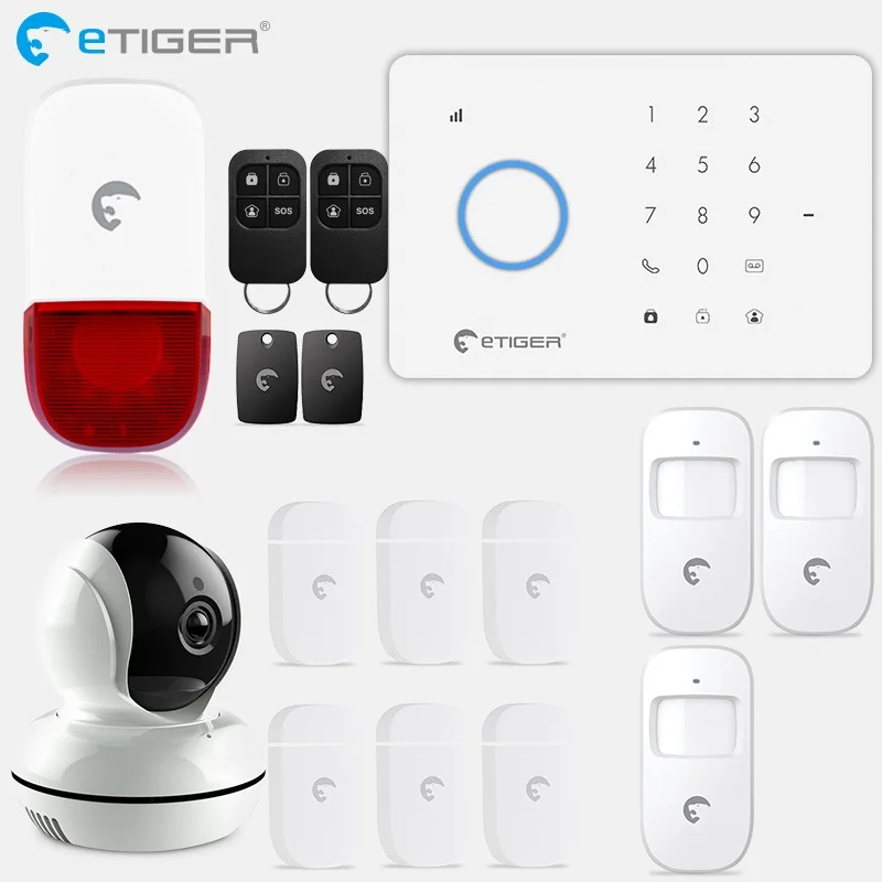 ETiger S3b GSM сигнализация комплект домашней сигнализации с PIR датчиком движения
