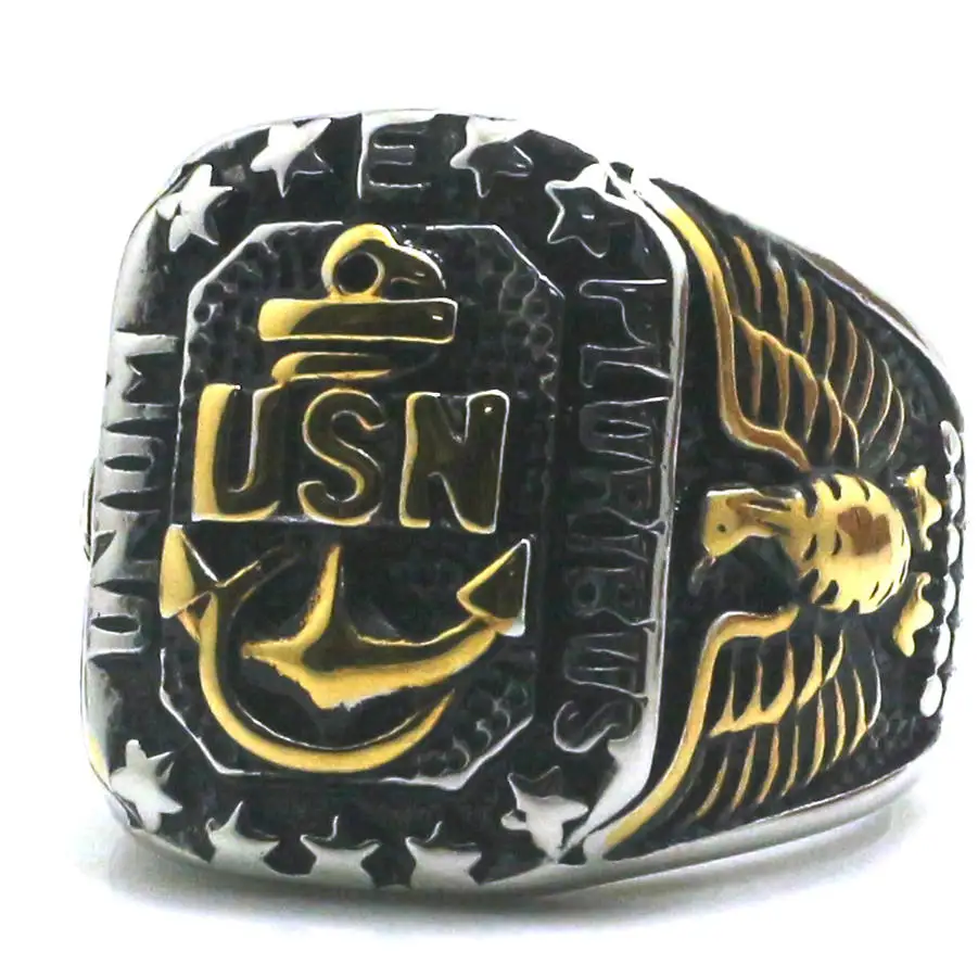 Mens Boys Newest 316L Stainless Steel US Navy Anchor Ring | Rings
