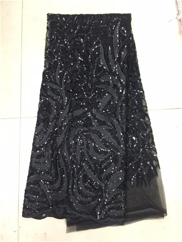 

Latest African Sequins Lace Fabric Embroidery French Champagne Gold Sequins Lace Fabric Beads Nigerian Tulle Lace For Party