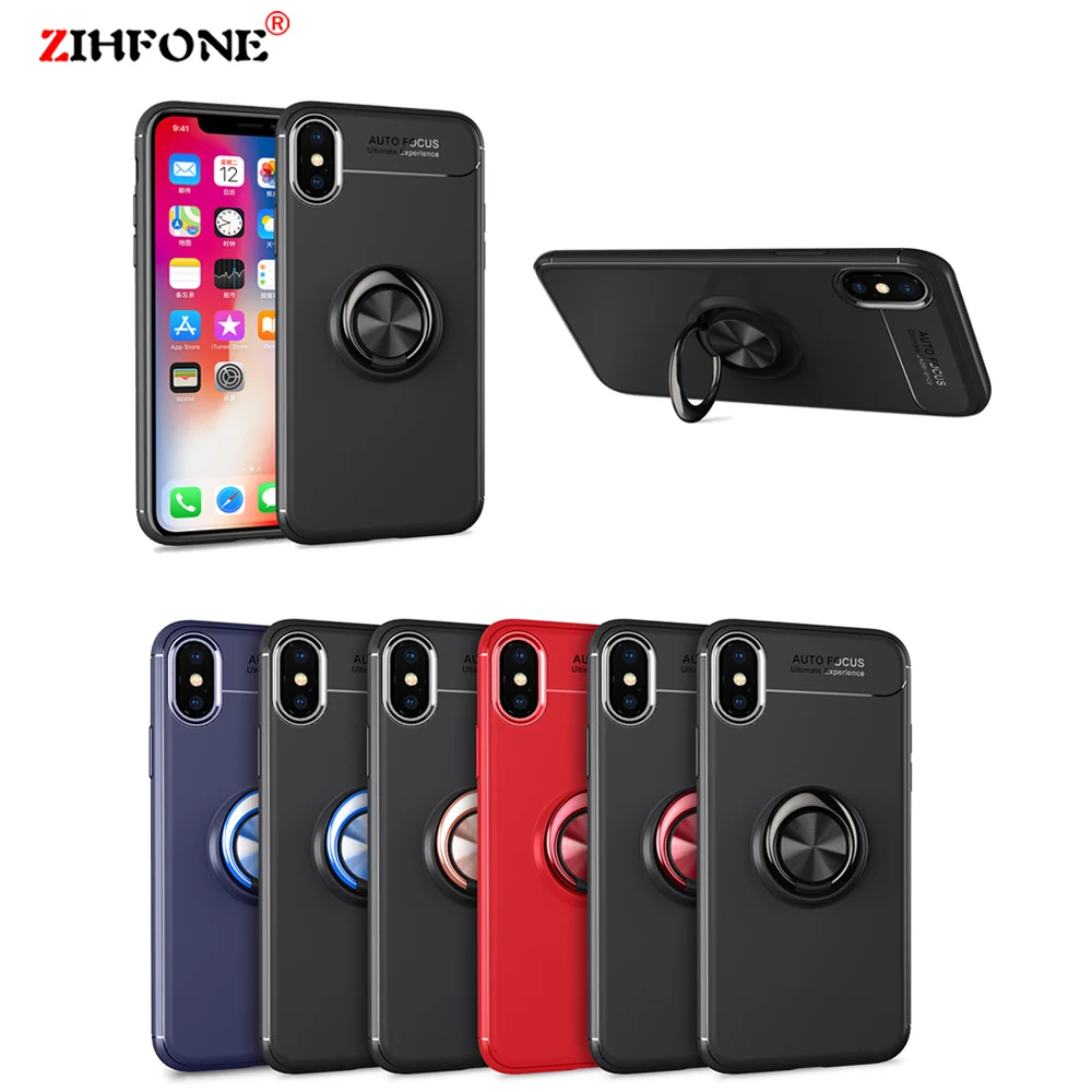 Ring Holder Phone Case For Samsung Galaxy A7 A6 Plus 2018 A750 Note 9 8 S9 S8 Car Stand Soft Silicone Covers |