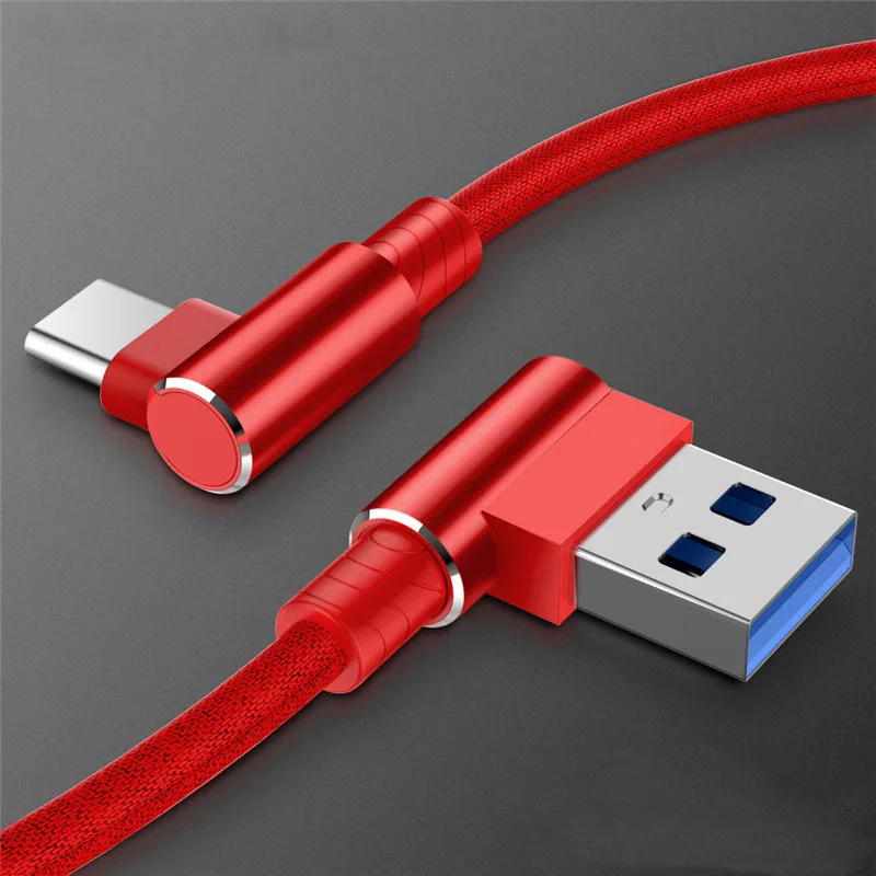 90 градусов USB кабель для Samsung A6 S8 2A L локоть C Шнур быстрой зарядки и передачи