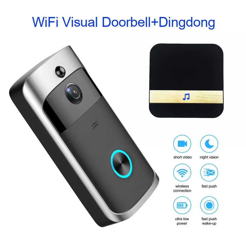 WiFi Интеллектуальный видео дверной звонок HD 720P визуальная камера кольцо IR + Dingdong