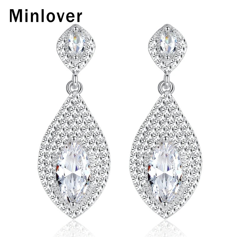 Minlover камни в форме капли кулон простые серьги с подвесками серебристого цвета
