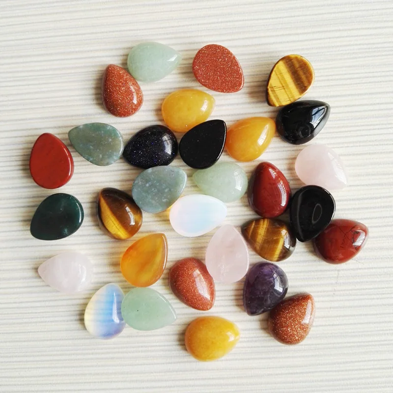 

Free shipping 50pcs/lot 10X14mm Mixed teardrop Natural stone Oval CAB CABOCHON Wholesale for Jewelry accessories