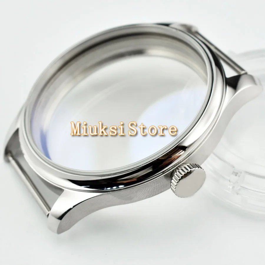 Silver 44mm Parnis silver/gold 316L top stainless steel watch case fit ETA 6498 6497 movement mens watch - Color: Silver