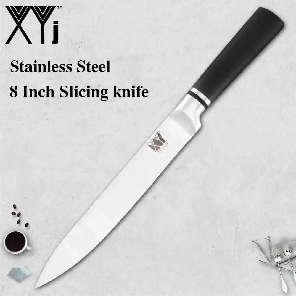 C.8 slicing knife XYj японский, из нержавеющей стали Кухня Ножи " утилита Santoku шеф-повара нарезки хлеба точилка для ножей бар Ножи держатель - Цвет: C.8 slicing knife