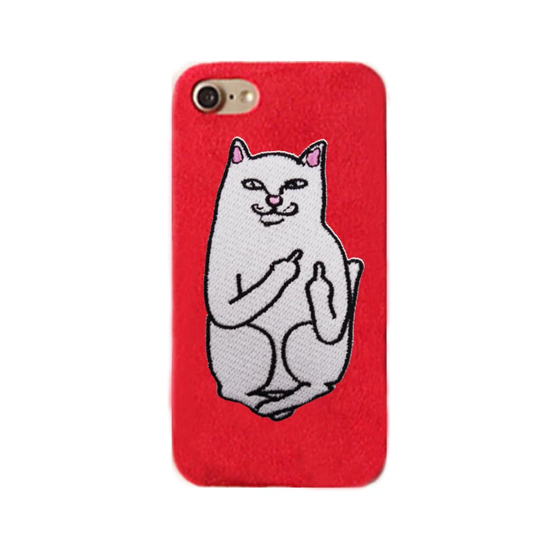 2017 The Newest Luxury skateboard sports pet embroidery patch rock cat winter keep warm matting plush soft tpu case For Iphone | Мобильные