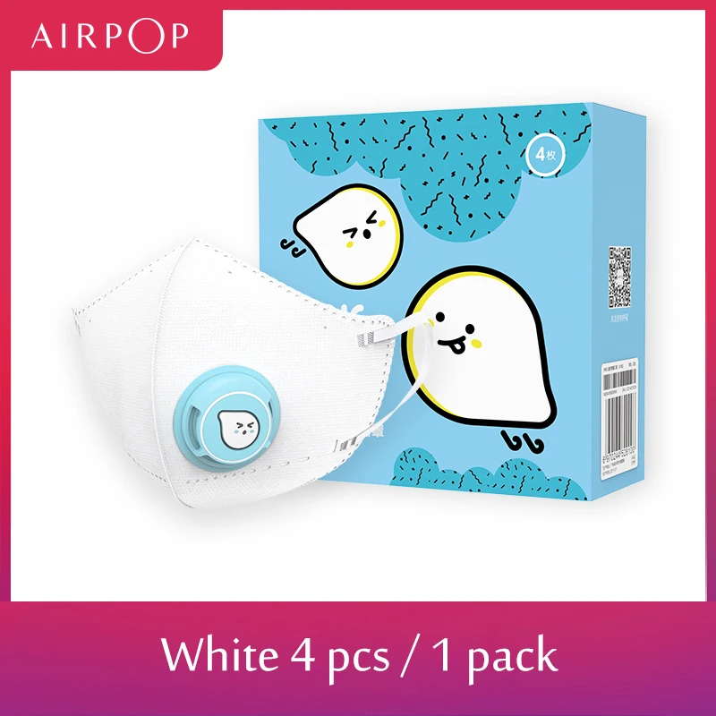 white 4 pcs 4 шт., оригинальная детская маска Xiaomi Airpop, детские маски PM2.5, противопротивотуманная маска, мягкая дышащая маска для лица, для мальчиков и девочек - Цвет: white 4 pcs