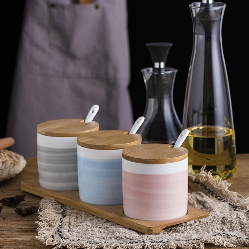 Керамическая банка для приправ скандинавский креативный набор Трехкомпонентные