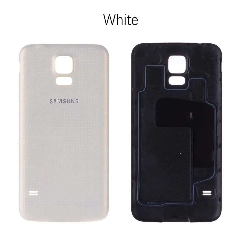 Задняя крышка батареи для samsung Galaxy S5 i9600 G900 задняя крышка корпуса батарейный чехол запасные части - Цвет: White