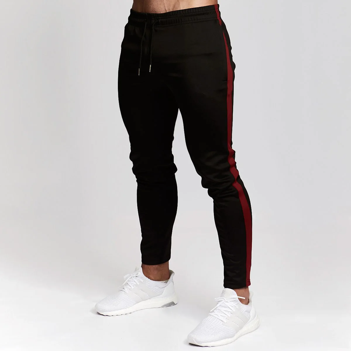 Black a Red Stripe Мужские брюки, облегающие спортивные штаны для бега, мужские брюки, спортивные мужские брюки для бега, мужские брюки для фитнеса Vq, мужские брюки для бега, обтягивающие - Цвет: Black a Red Stripe