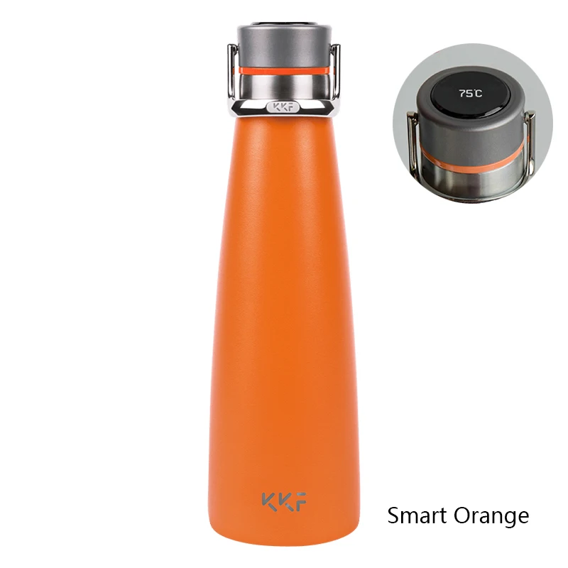Orange (Smart) Термос Xiaomi KKF, Вакуумная бутылка, 24 часа, термосы с изоляцией, фляга из нержавеющей стали, 475 мл, чашка для путешествий, Спортивная кружка, OLED, Термокружка - Цвет: Orange (Smart)