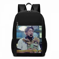 kpop idol backpack wonho emotionally eating tortilla chips backpacks men women schoolbag bag multi function trendy bags