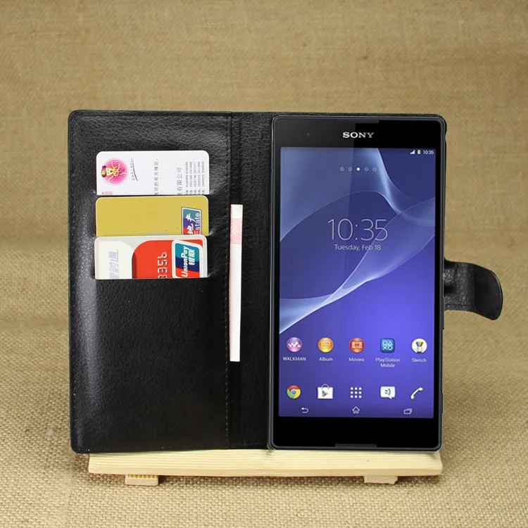 Флип чехол для Sony Xperia T2 Ultra Dual D5322 D5303 XM50t кожаный бумажник из ТПУ с держателями