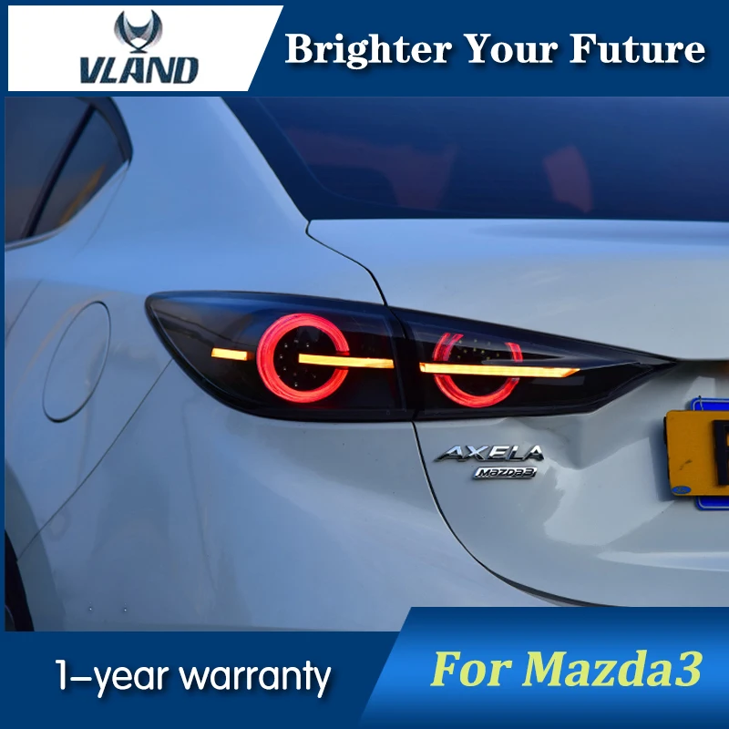 Светодиодные полосы задние лампы для Mazda 3 Axela фонари 2014 2018 темно черный корпус