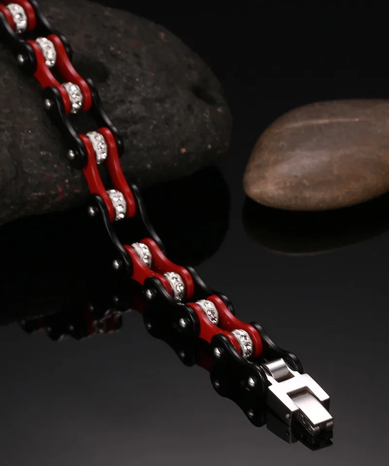 Рекомендуемый классический красный и черный велосипедный мужской браслет с