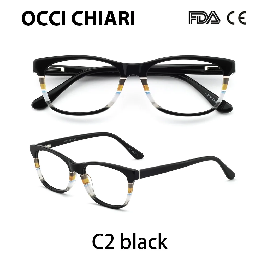 C2 black OCCI CHIARI, оптические оправы для очков, женские оптические оправы для очков, ацетатные очки, полная оправа, модные очки для женщин, CEINO - Цвет оправы: C2 black