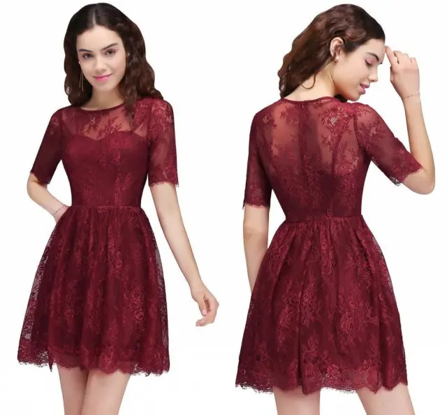 CPS696 burgundy Быстрая! Дешевые Коктейльные платья Простой строки Кружева Для женщин Короткие свадебные платья 7 видов стилей пикантные Для женщин коктейльное платье - Цвет: CPS696 burgundy