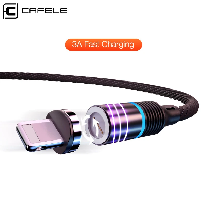Магнитный usb кабель CAFELE для iPhone X Xs Max Xr 8 7 6 6s plus 5 se 3 А кабели быстрой зарядки