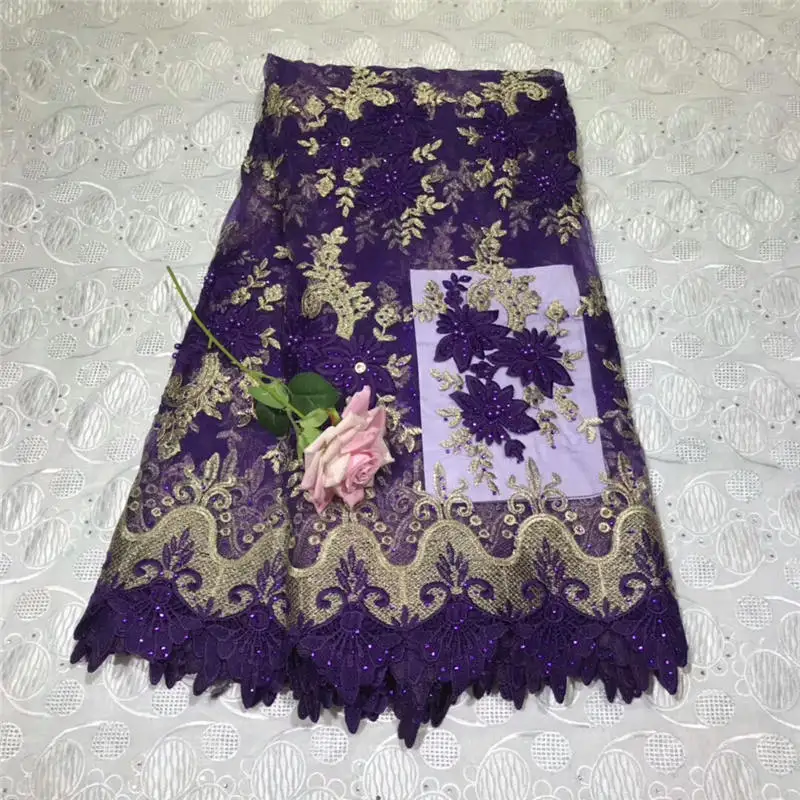 5 ярдов 2019 Современная кружевная ткань Высокое качество Африканский 3D цветок