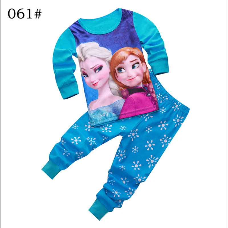 Популярная Пижама с героями мультфильмов для маленьких девочек, От 2 до 8 лет, Снежная королева, Эльза, Анна, принцесса, косплей, одежда для сна, костюм для детей, одежда для девочек из 2 предметов - Цвет: 061
