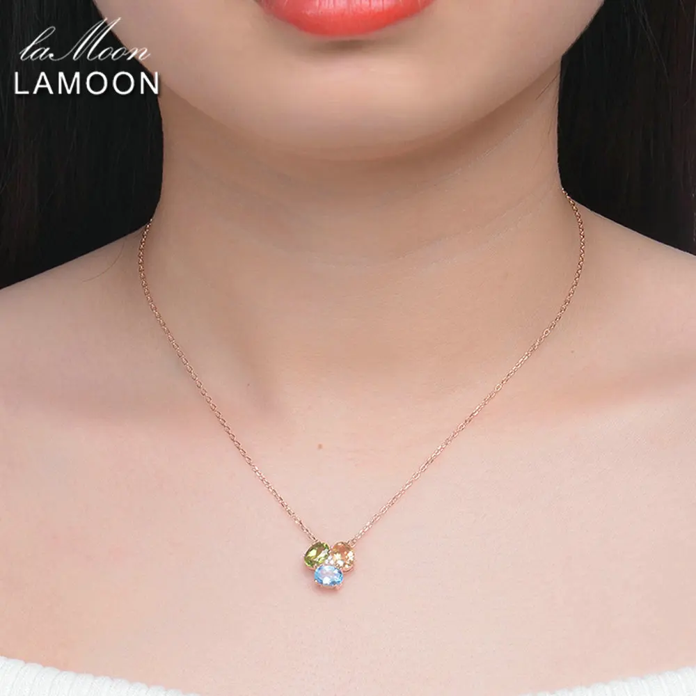 Ламон Овальный жёлтый цитрин Зеленый Перидот синий топаз ожерелье с серебряной