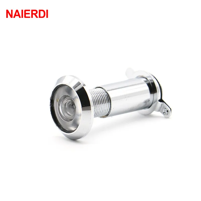 Дверной глазок NAIERDI Deluxe 200 градусов латунный широкий угол хромированный