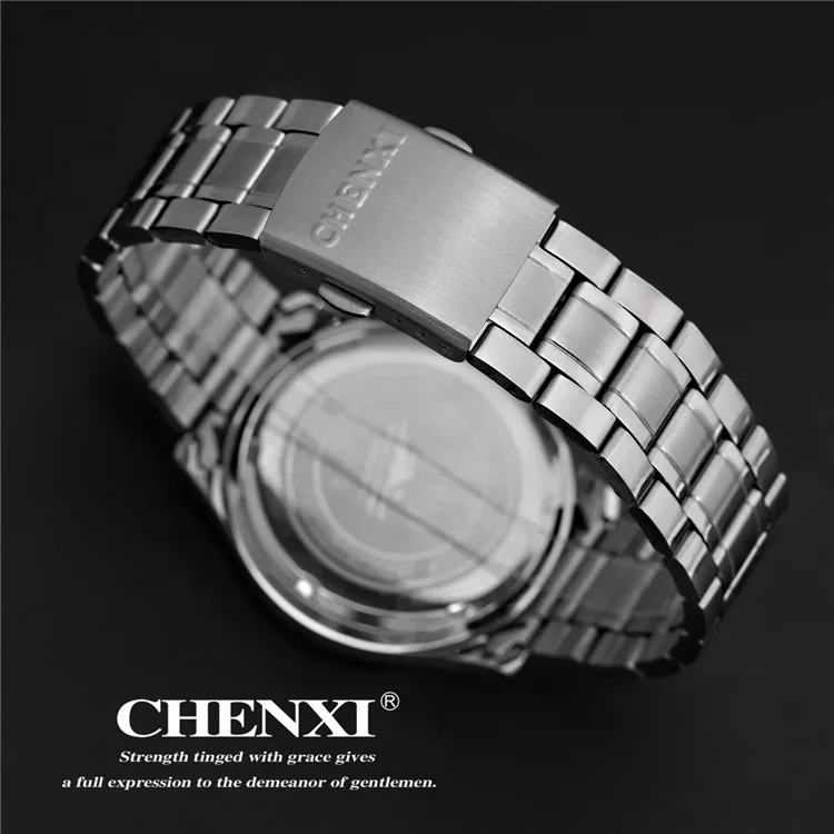 

CHENXI Brand Fashion Luxury Rhinestone Rome Time Scale Men Watch Delicate Stainless Steel Quartz Male Watches Silver Wristwatch