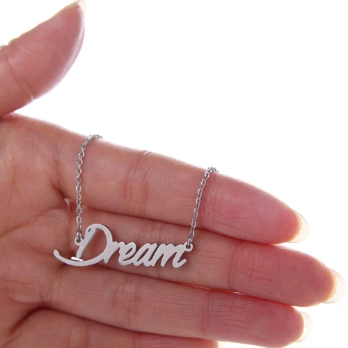 Женское Ожерелье с надписью &quotDream&quot AOLOSHOW колье из нержавеющей стали NL 2437|nameplate