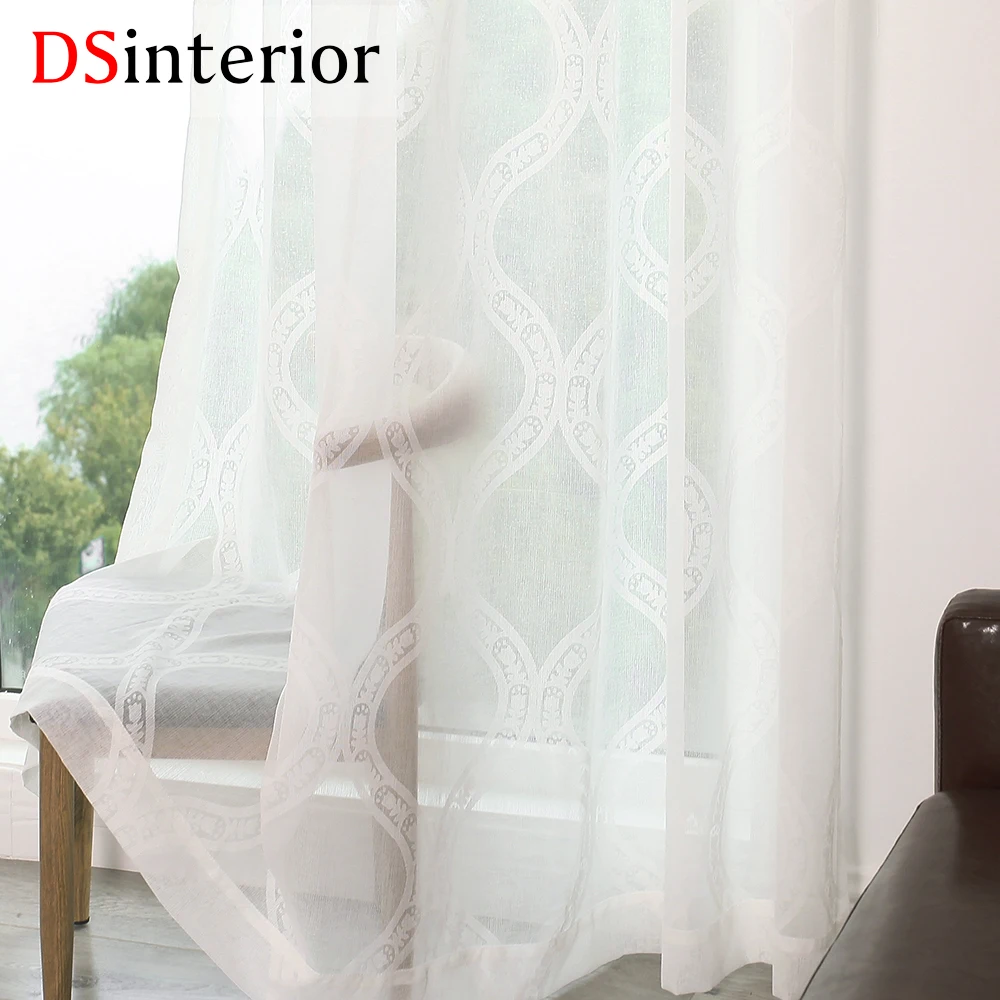 Dsinterior классический дизайн белый цвет элегантная тюль для окна спальни или гостиной