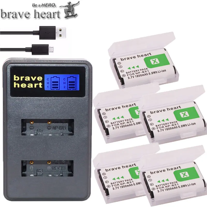 charger and 5battery 6x NPBX1 NP-BX1 NP BX1 Батарейки+ ЖК-дисплей Зарядное устройство для sony DSC-RX100 DSC-WX500 Характеристическая вязкость полимера RX10 II HX300 WX300 HDR-AS15 CX240E HDR-AS300 - Цвет: charger and 5battery