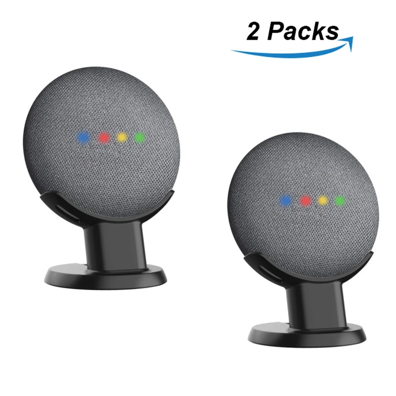 Black 2Packs Розетка настольная подставка для Google Home мини голосовые ассистенты, компактный чехол держатель вилка в кухне ванной спальне.(2 шт. в упаковке - Цвет: Black 2Packs