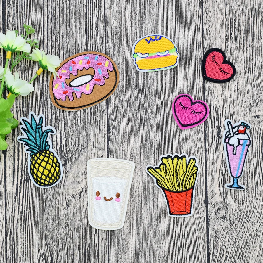 8 шт./компл. Модные Смешанные патчи для одежды утюжок на вышитой аппликацией шитья