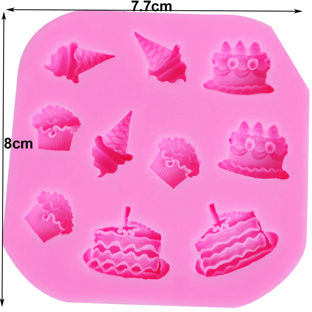 M084 3D Ice Cream 1pcs Silicone Mold for UV Resin Gumpaste Surgarcraft Icing Handmade Tool Epoxy Fondant Chocolate Moulds | Дом и сад