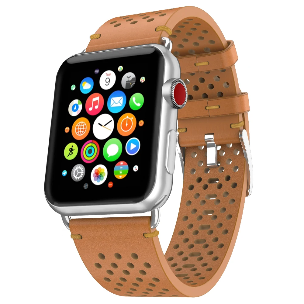 HOCO дышащий ремешок из натуральной кожи для Apple Watch Series SE 6 5 4 3 2 1 iWatch браслет 42 мм 44