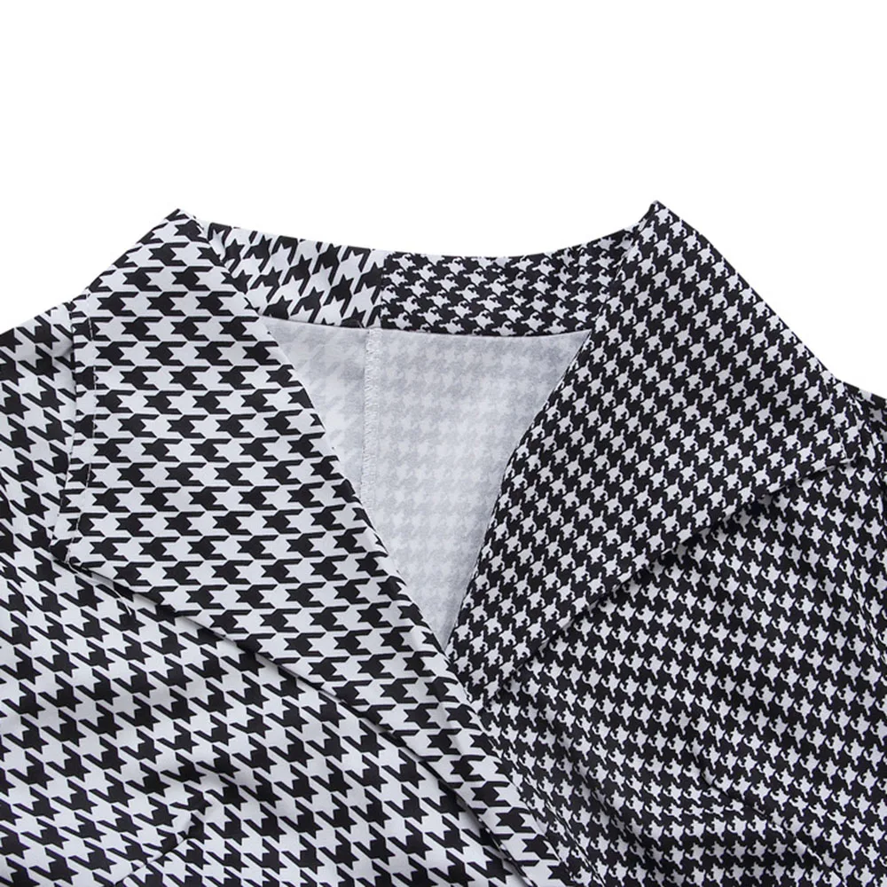 Женское винтажное платье в клетку с длинным рукавом офисная одежда для работы