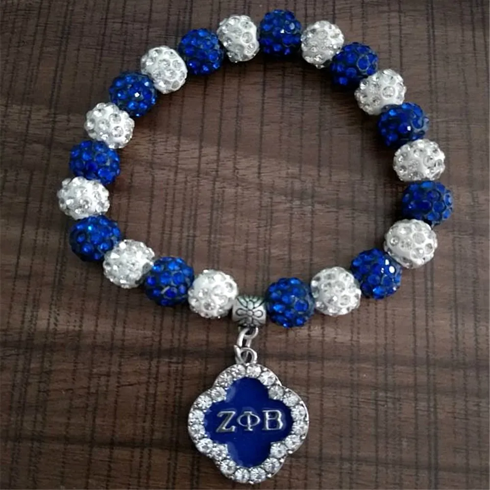 Двойной нос белые и синие кристаллы фотобусины zeta phi beta браслеты для греческой