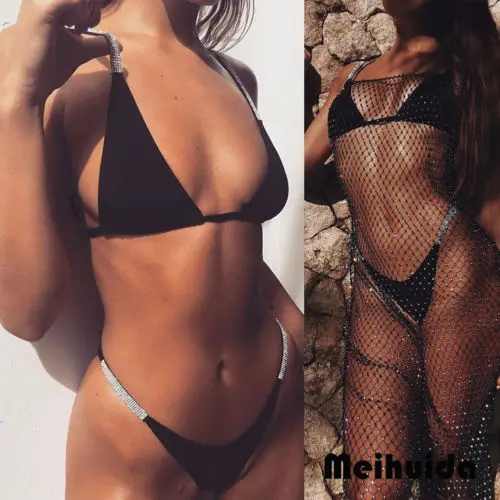 2018 новые женские пикантные блестки бинты Треугольники бразильский пуш ап мягкий