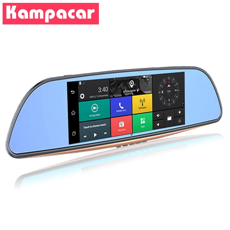 Kampacar привод регистратор авто видео рекордер для автомобилей Android 3g gps Автомобильный видеорегистратор Wifi Bluetooth зеркало заднего вида с камерой два видеорегистратора