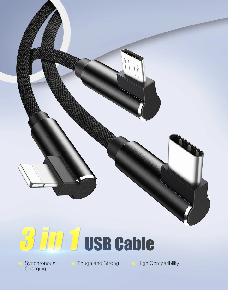 RAXFLY 3 в 1 USB кабель Micro USB 8Pin type-C кабель для Xiaomi Redmi Note 7 освещение USB кабель для iPhone X XS Max USB шнур