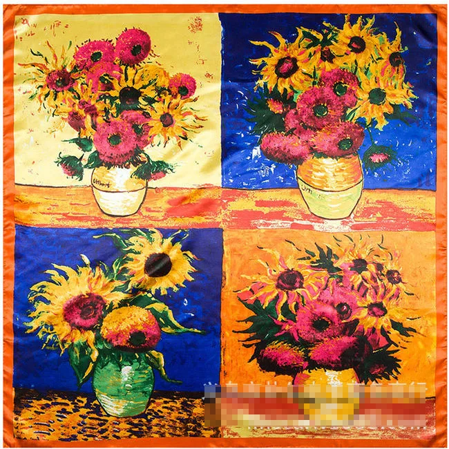 Квадратные шарфы из высококачественного искусственного шелка шаль большого